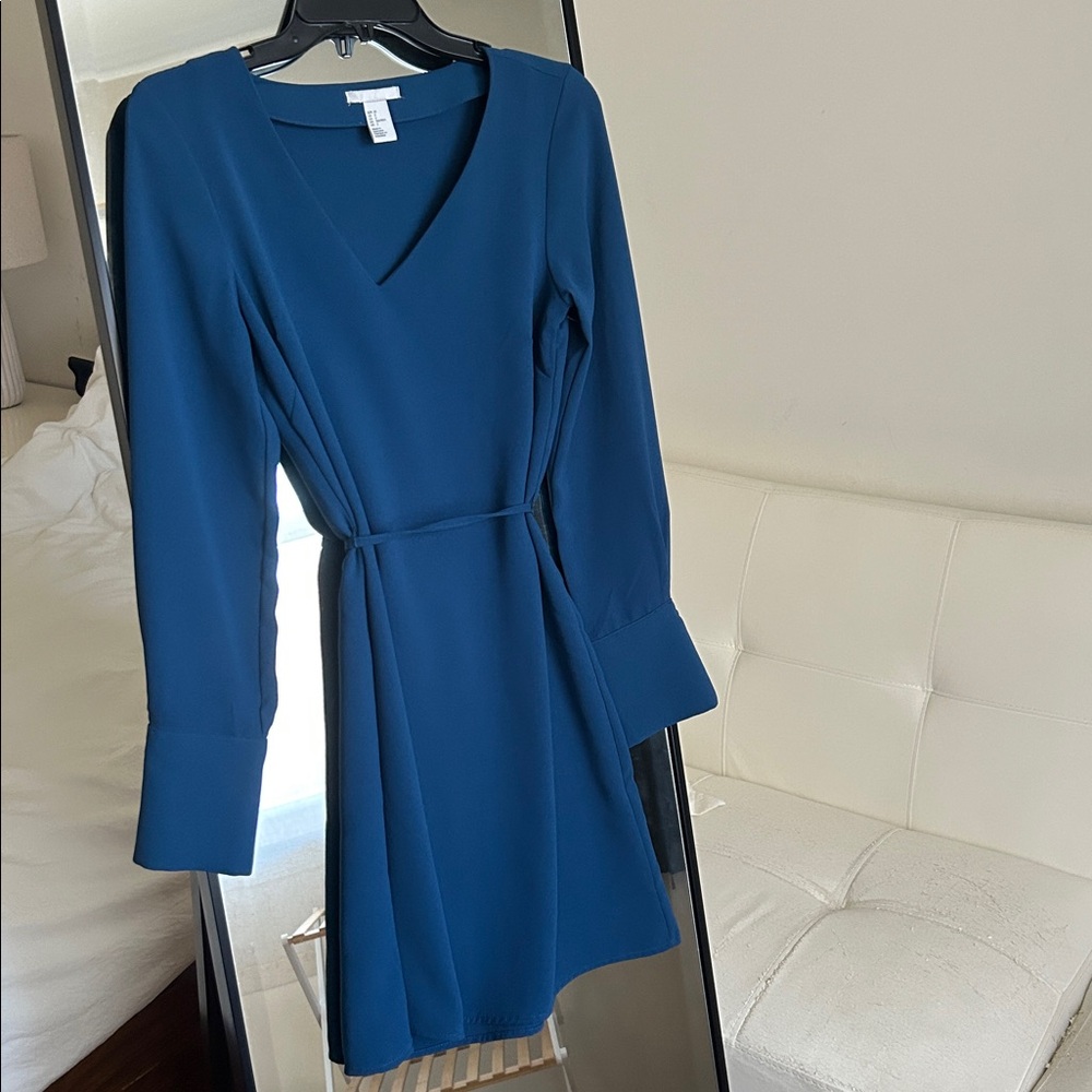 H&M Deep Blue Long Sleeve Dress